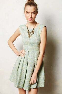 Paper Crown Anthropologie Pleated Shimmer Tweed Sleeveless Dress
